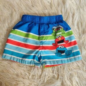 Sesame Street Striped Blue Kids Shorts